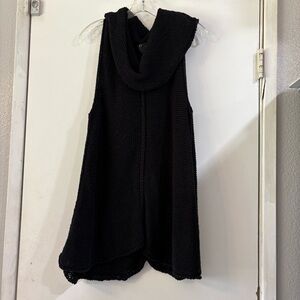 Pure Handknit Long Line Crocheted Vest Sweater Cover Up Black Goth Baggy Minimal